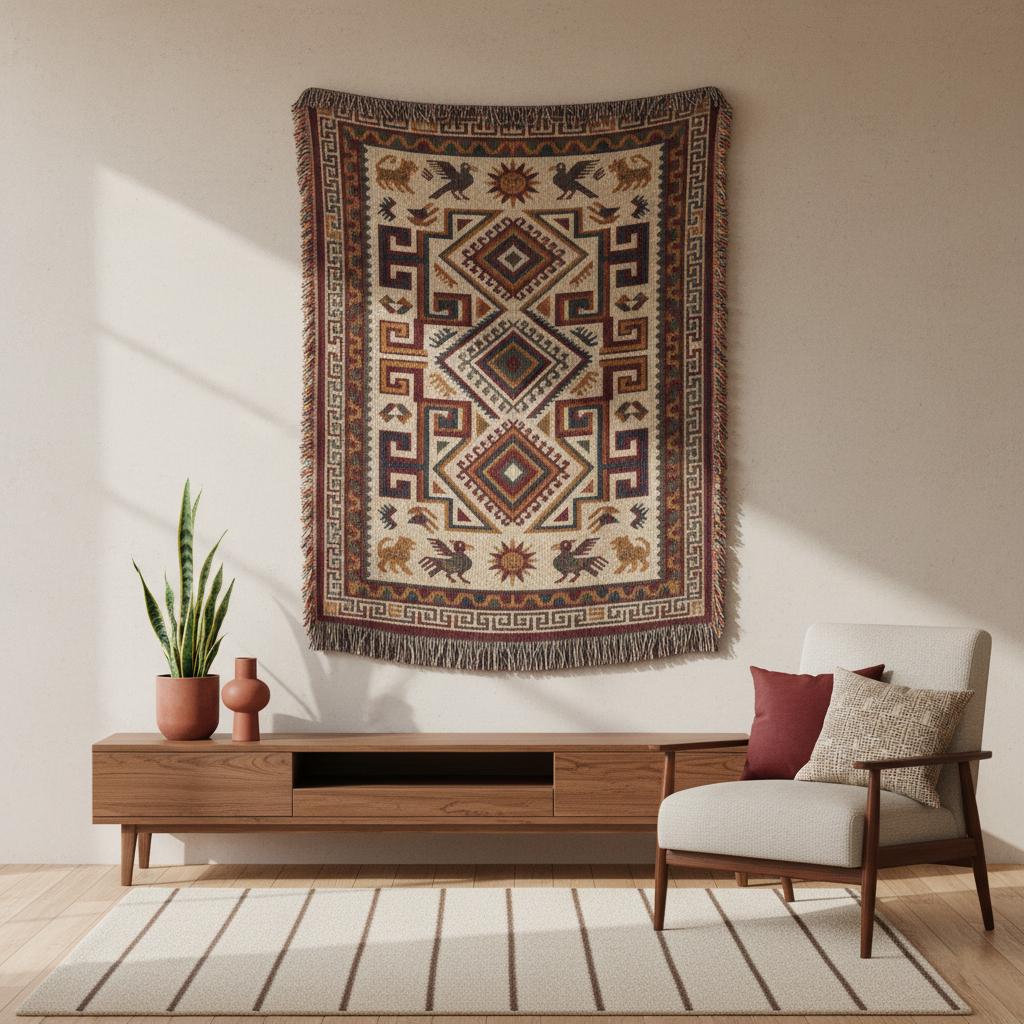 Oaxacan Zapotec Inspired Woven Cotton Blanket