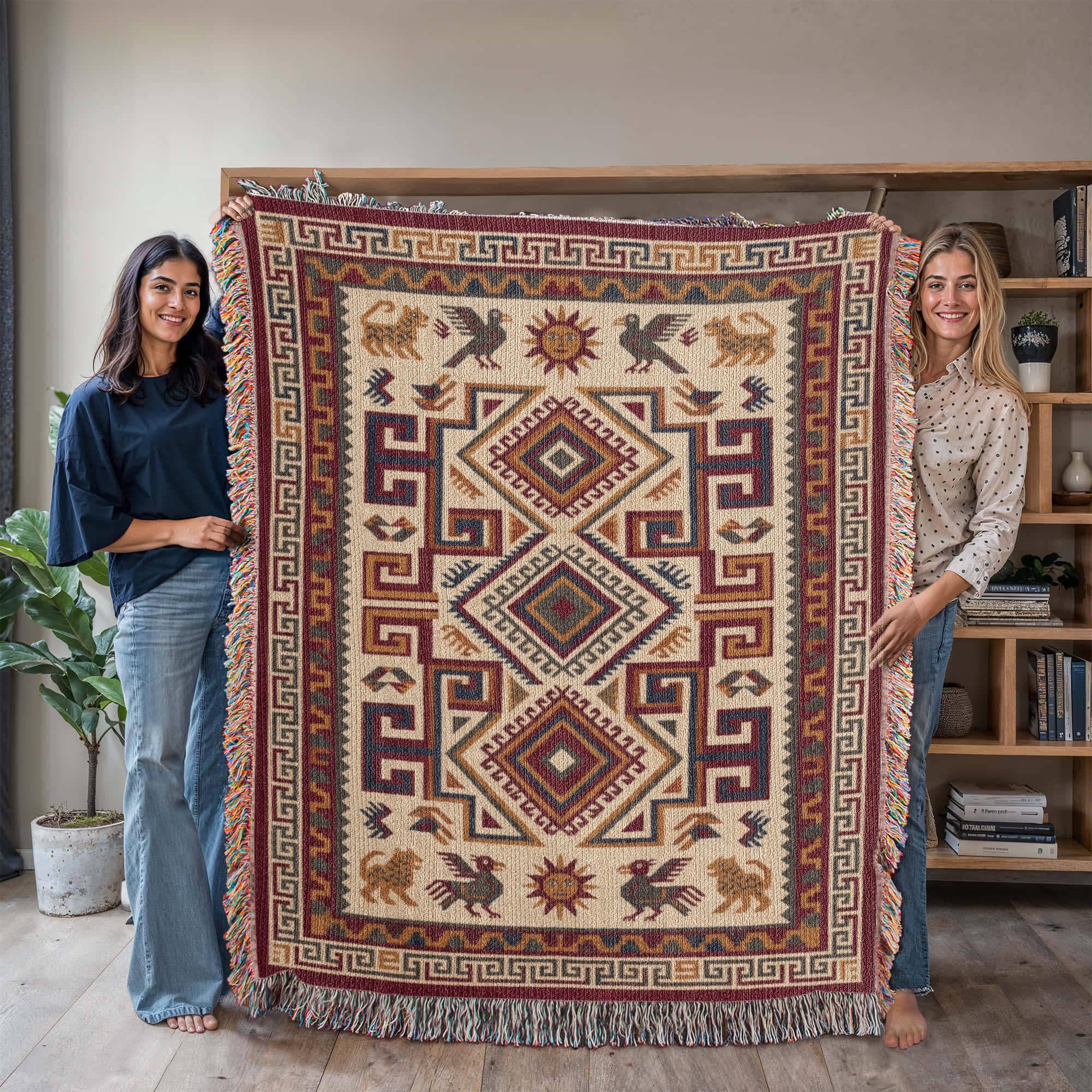 Oaxacan Zapotec Inspired Woven Cotton Blanket - Image 6