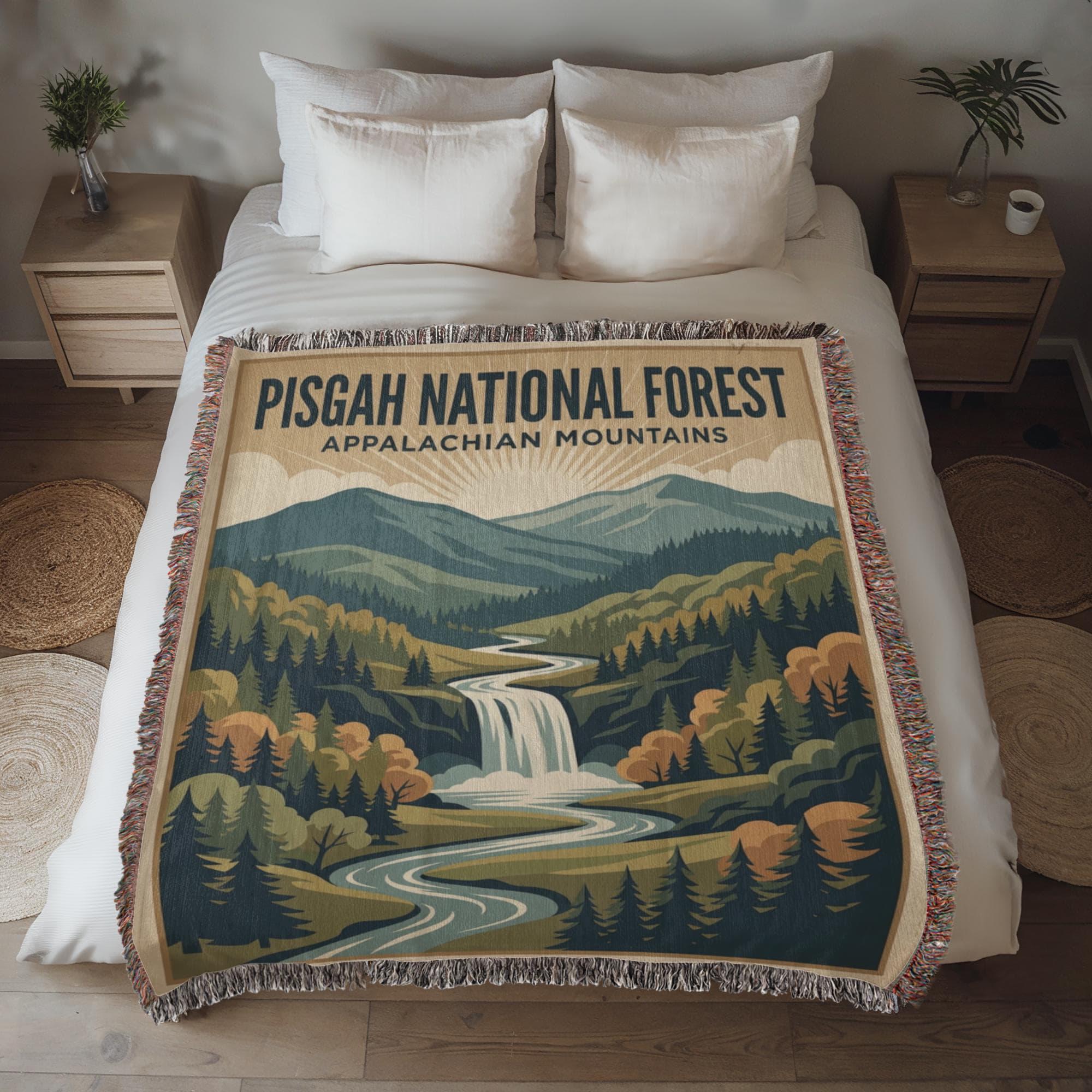 Pisgah National Forest Vintage Appalachian Woven Cotton Blanket - Image 5