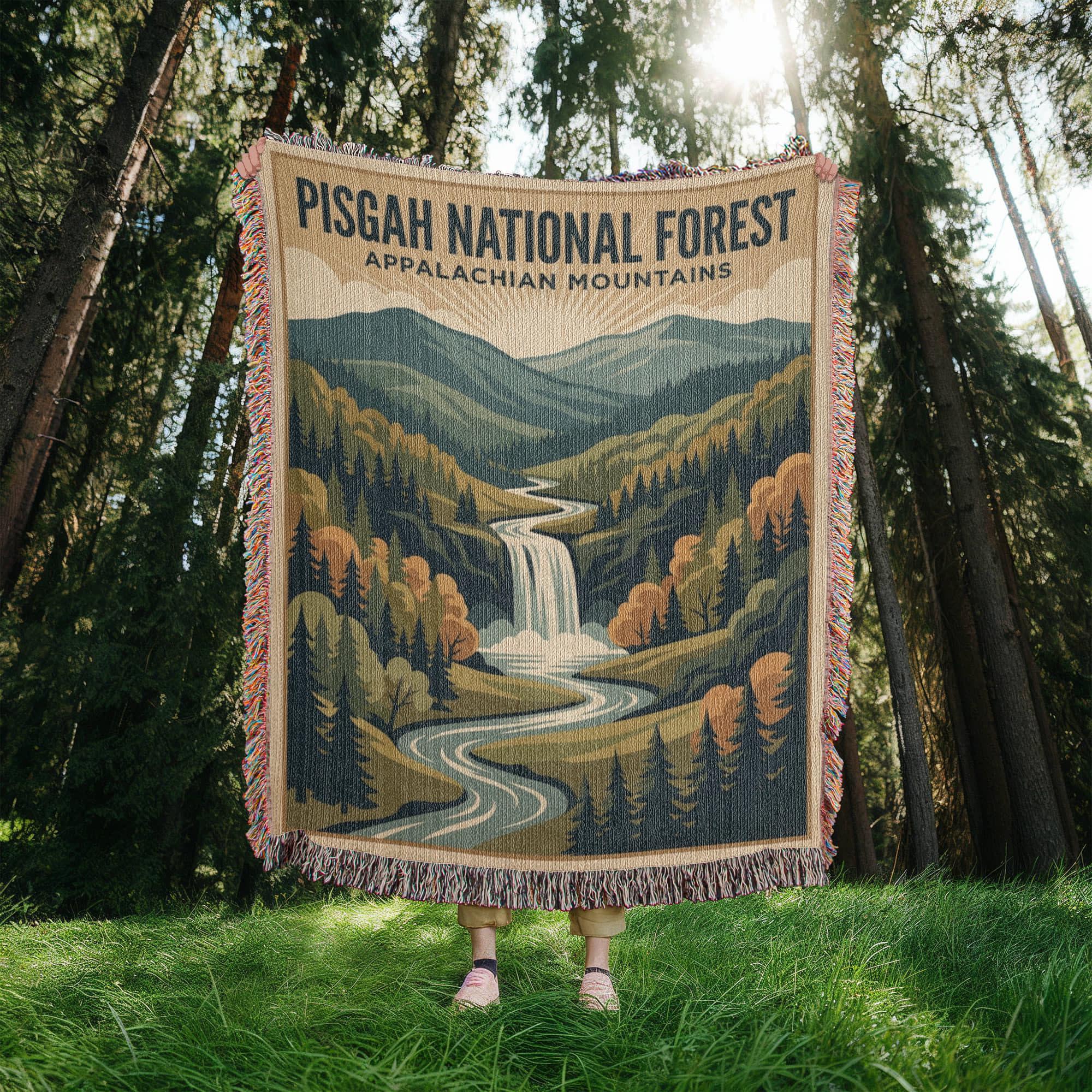 Pisgah National Forest Vintage Appalachian Woven Cotton Blanket - Image 3