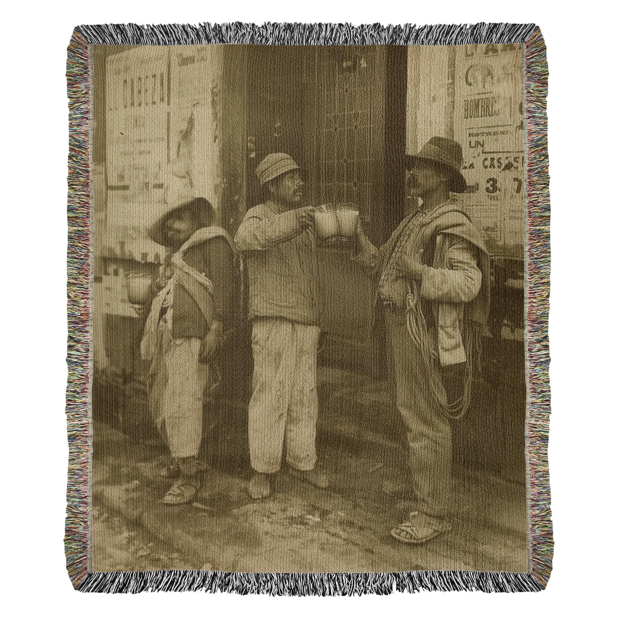 Mexican Revolution Pulque Drinking Woven Cotton Blanket - Image 6