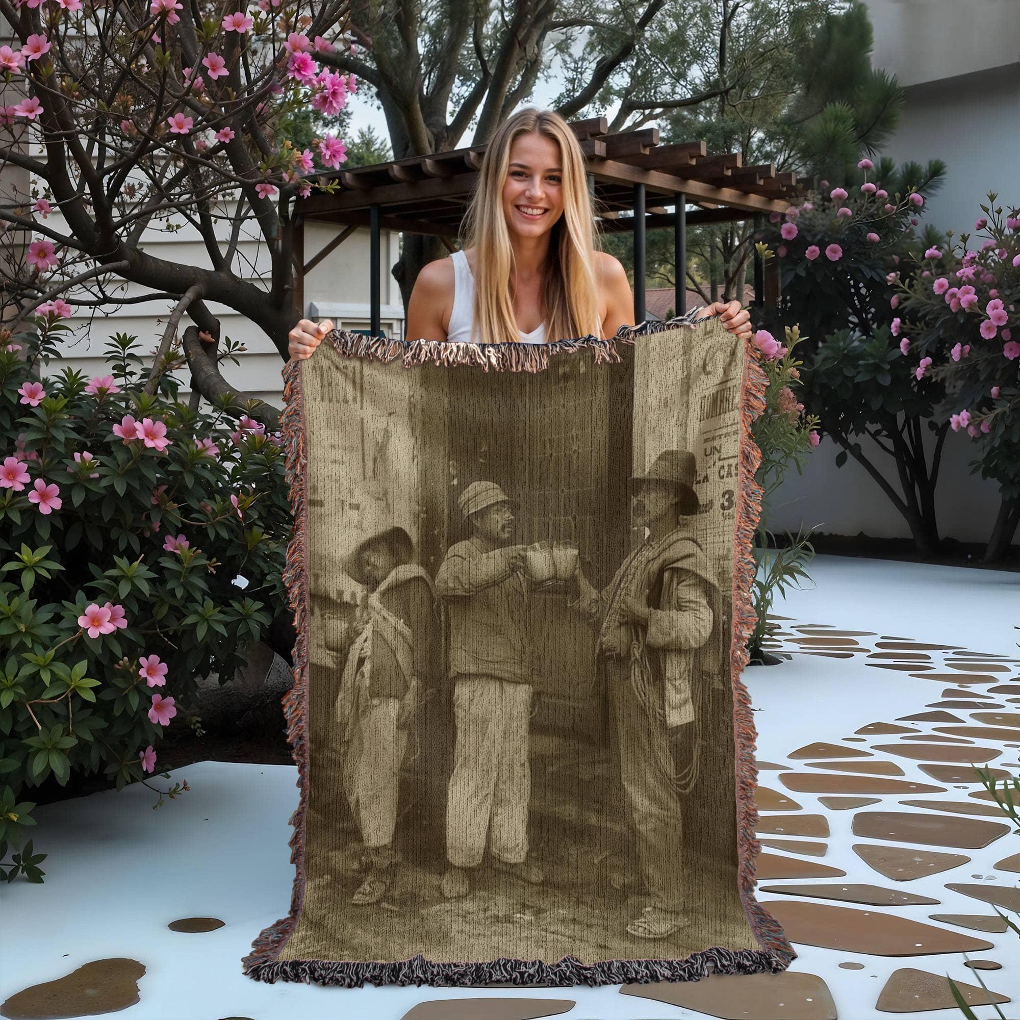 Mexican Revolution Pulque Drinking Woven Cotton Blanket - Image 2