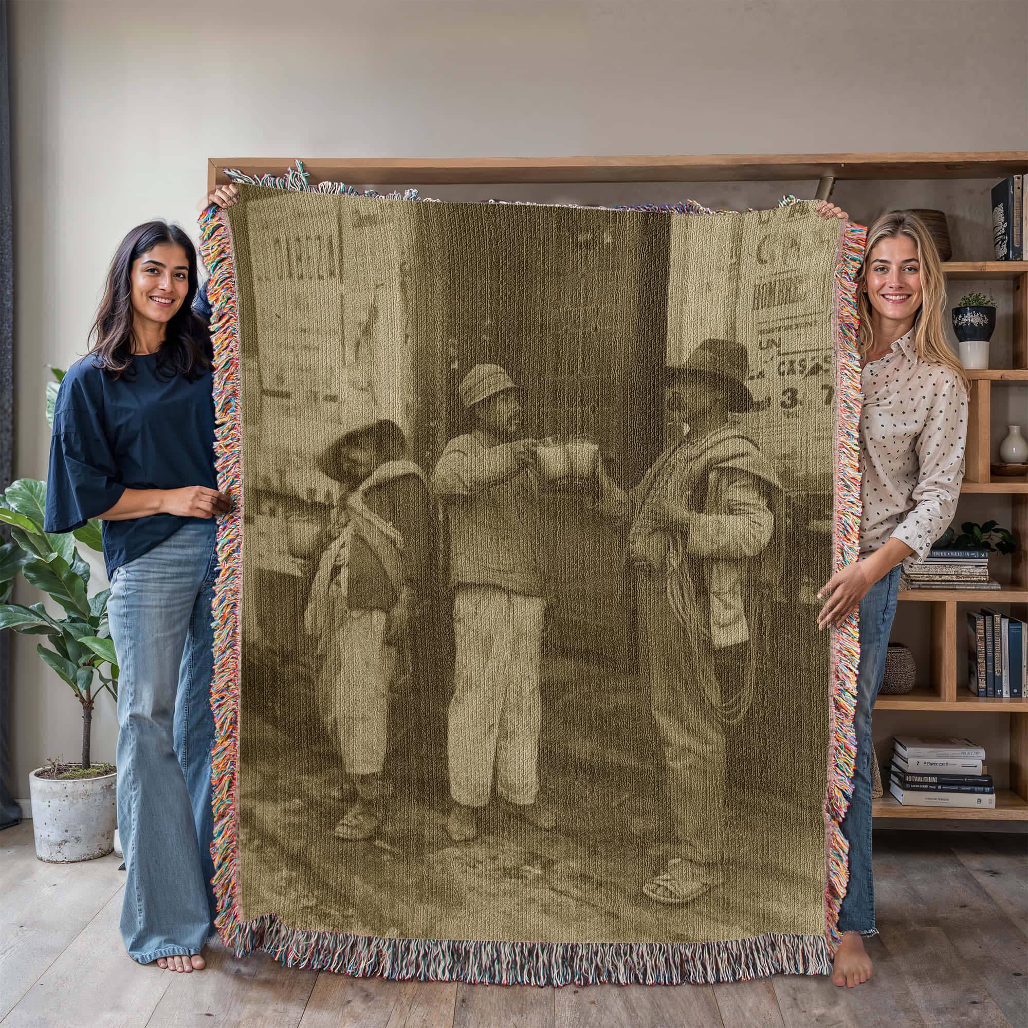 Mexican Revolution Pulque Drinking Woven Cotton Blanket - Image 8