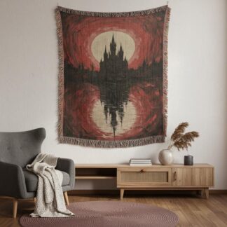 Dracula's Castle Gothic Vampire Woven Cotton Blanket
