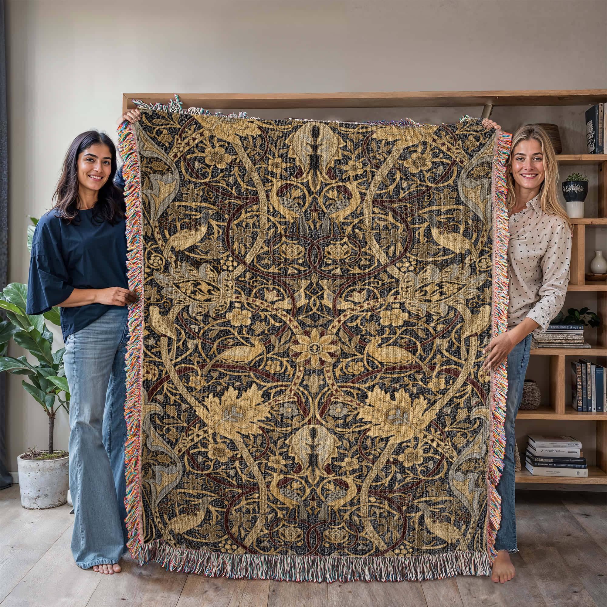 William Morris Bullerswood Pattern Woven Cotton Blanket - Image 7