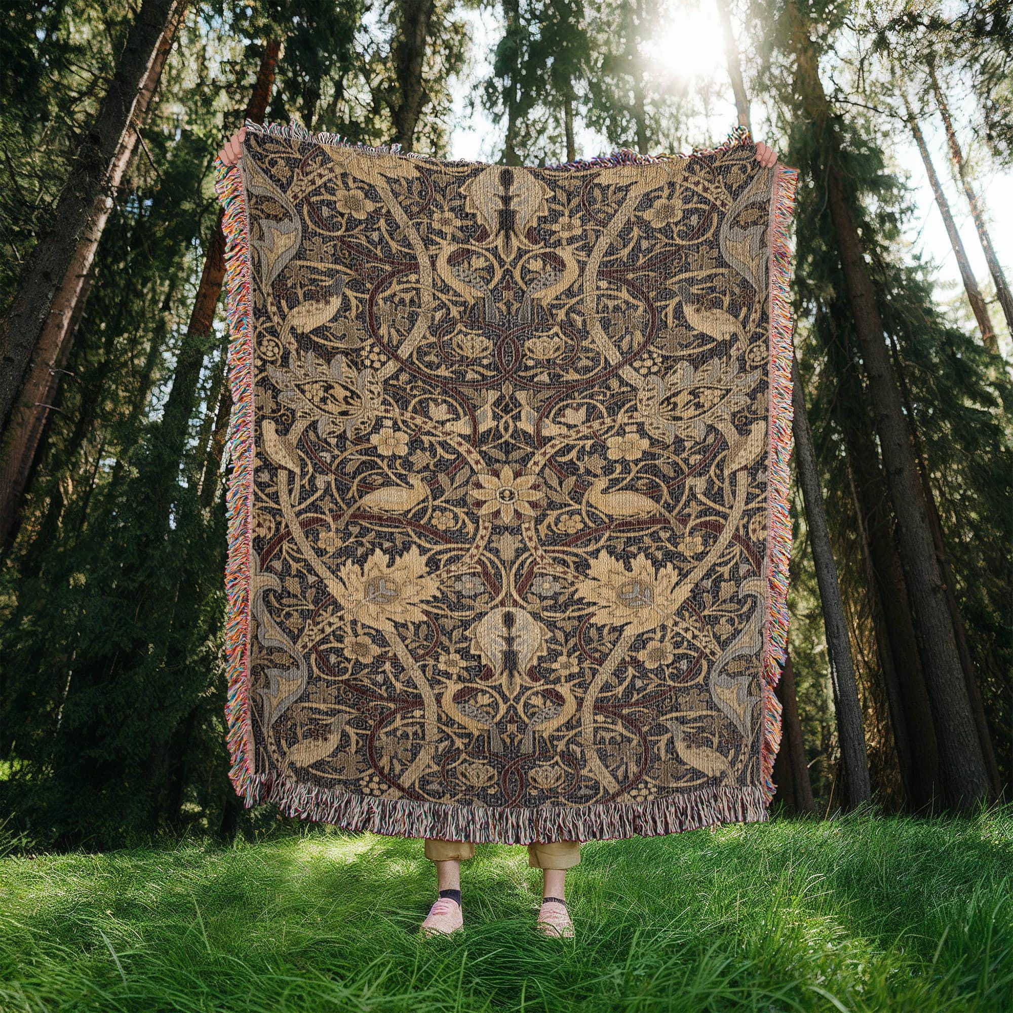 William Morris Bullerswood Pattern Woven Cotton Blanket - Image 6