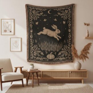 Rabbit Cottagecore Farmcore Bedding Woven Cotton Blanket