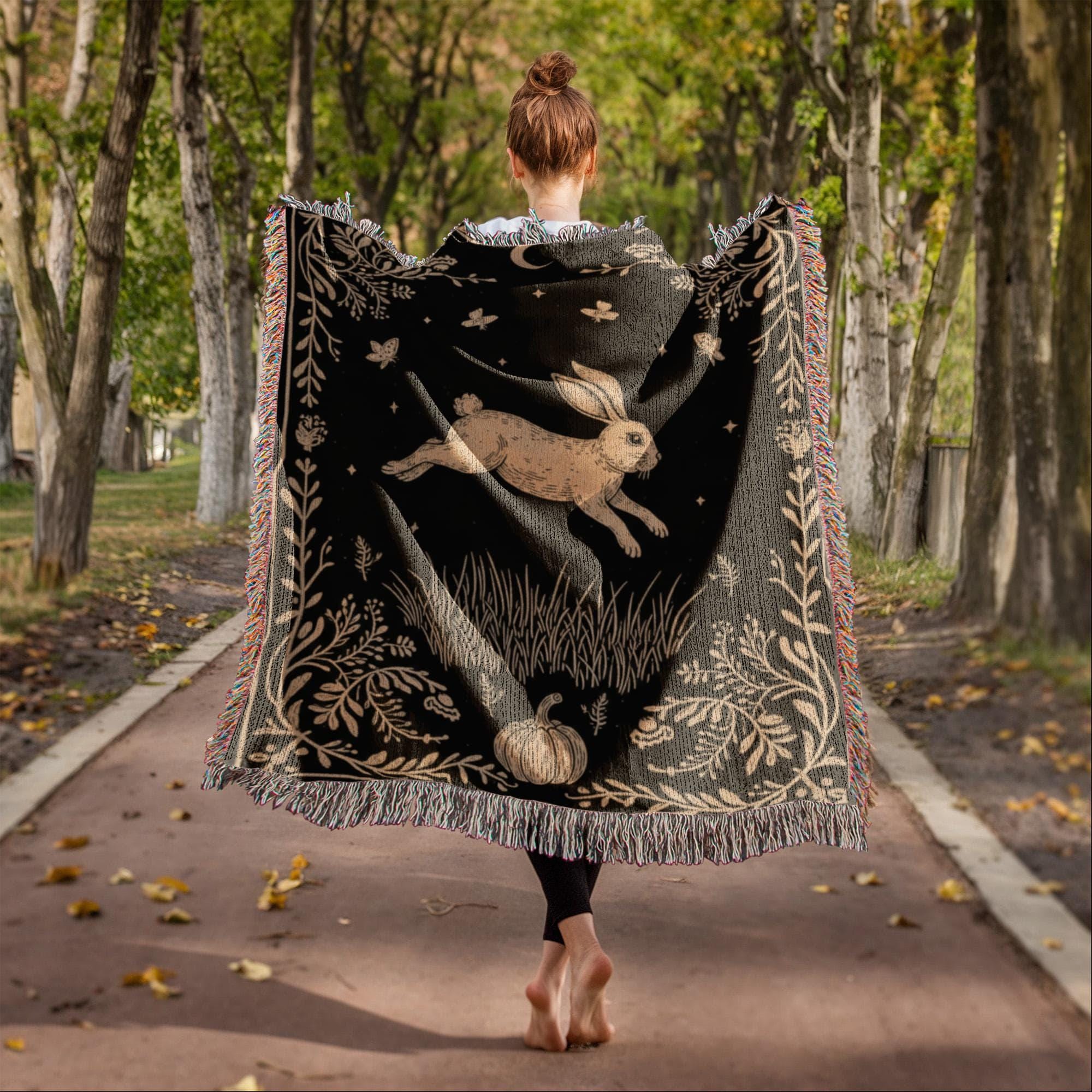 Rabbit Cottagecore Farmcore Bedding Woven Cotton Blanket - Image 5