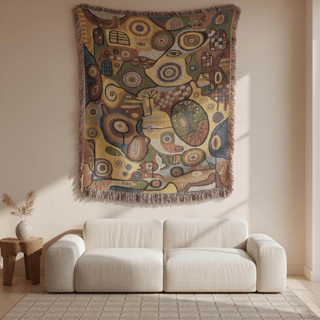 Dopamine Decor Maximalist Art Woven Cotton Blanket