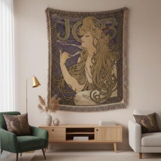 Alphonse Mucha JOB Art Nouveau Woven Cotton Blanket