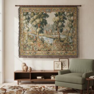 Verdure Chantilly French Vintage Landscape Woven Cotton Blanket