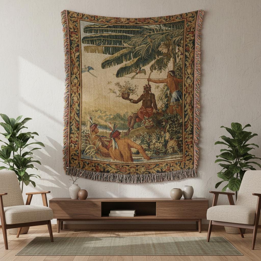 French Les Pecheurs Woven Cotton Blanket