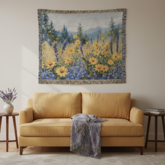 Impressionist Field of Flowers Woven Blanket – Artistic Nature-Inspired Throw or Wall Hanging Decor